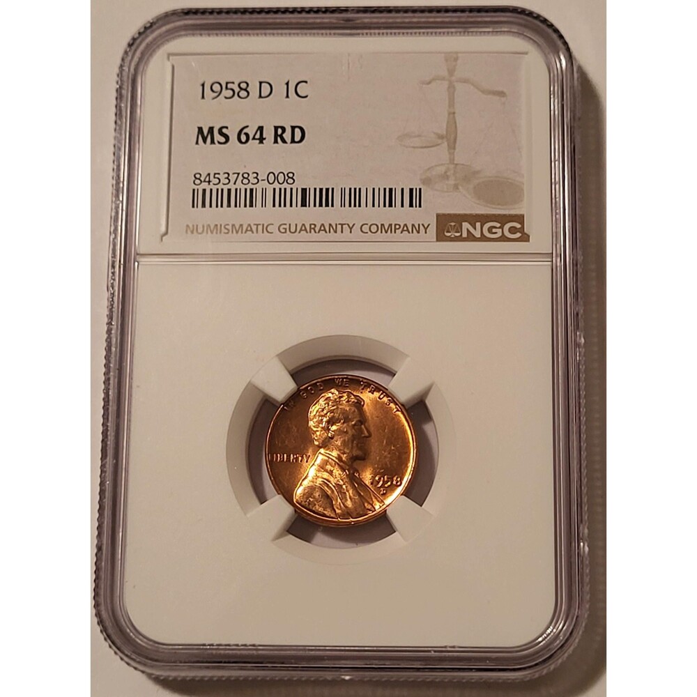 1958 D Lincoln Wheat Cent MS64 RED NGC